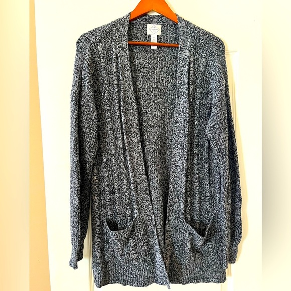 St. John’s Bay Charcoal long Knit Open Cardigan Women’s Size Medium - Picture 1 of 15